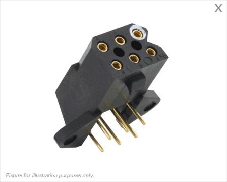 SMS6GE53 Souriau Sunbank by Eaton SMS Series Right Angle PCB Mount PCB Socket, 6-Contact, 2-Row, 5.08mm Pitch, Solder Termination