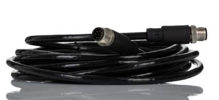 250-0729 RS PRO Straight Male M12 to Straight Male M12 Cable Assembly, 5m