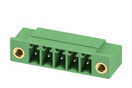 1817835 Phoenix Contact, 3.81mm Pitch, MC 1.5/5-GF-3.81-LR, 5 Way, Right Angle, Pluggable Terminal Block, Header, Through Hole,
