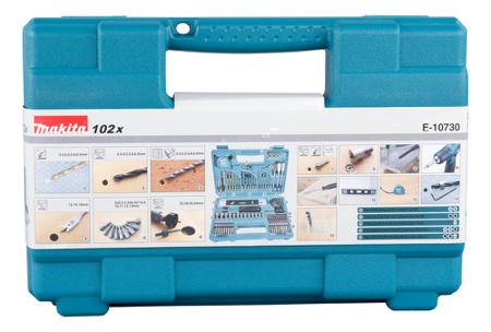 E-10730 Makita 102-Piece Masonry Drill Bit, Metal Drill Bit, Wood Drill Bit Set for Metal, Wood, 54 Max, 3 Min, Metal Bits