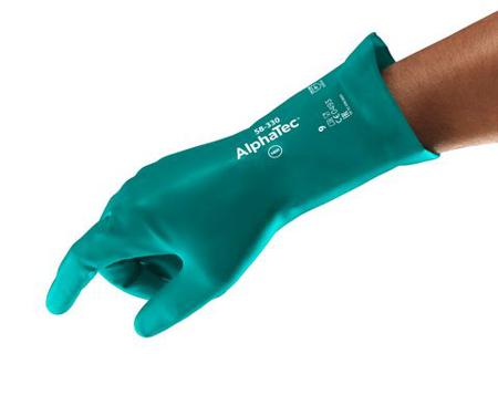 58330080 Ansell AlphaTec 58-330 Green Aquadri Chemical Resistant Work Gloves, Size 8, Nitrile Coating