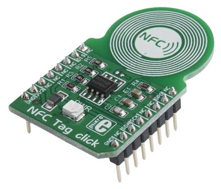 MIKROE-1726 MikroElektronika NFC Tag Click M24SR64 Near Field Communication (NFC) mikroBus Click Board 13.56MHz