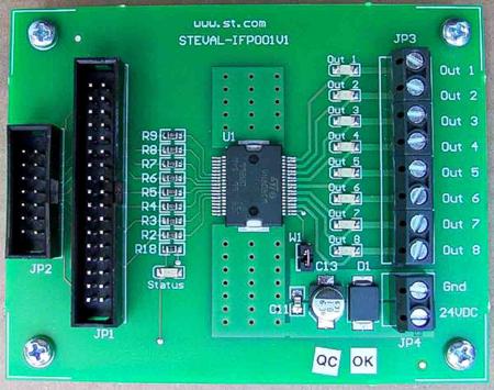 STEVAL-IFP001V1 STMicroelectronics Demonstration Board Power Management for VN808CM-E for Octal High-Side Drivers