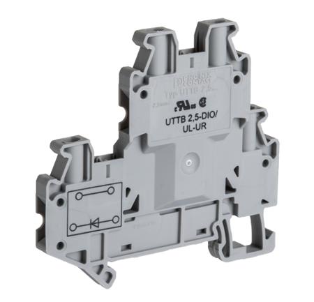 3046728 Phoenix Contact  UTTB 2.5-DIO/UL-UR Series Grey, Double-Level, Screw Termination