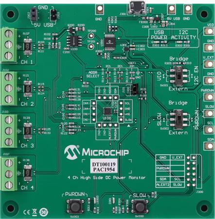 DT100119 Microchip PAC1954 4 CH High Side DC Power Moniter Evaluation Board for  for Power Connection
