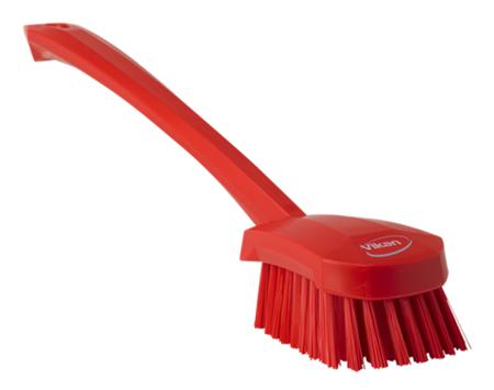 41864 Vikan Hard Bristle Red Scrubbing Brush, 36mm bristle length, Polyester bristle material