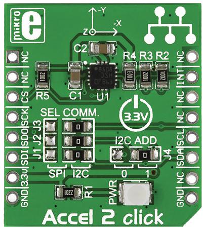MIKROE-1905 MikroElektronika Accel 2 Click Accelerometer Sensor MikroBus Click Board for LIS3DSH