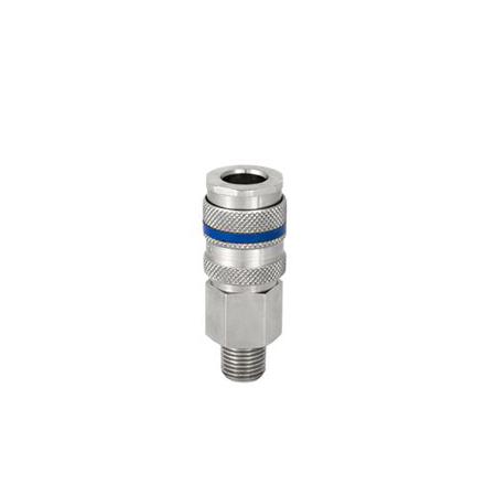 325-468 RS PRO Brass, Stainless Steel Male Pneumatic Quick Connect Coupling, R 1/2 Male Threaded