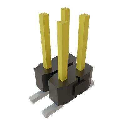 TSM-102-01-L-DV-A Samtec TSM Series Vertical Surface Mount PCB Header, 4 Contact(s), 2.54mm Pitch, 2 Row(s), Unshrouded