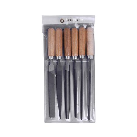 5-240 Bernstein 170mm, File Cut, Flat, Half Round, Round, Square, Triangular Engineers File Set With Soft-Grip Handle