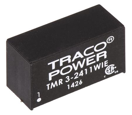 TMR 3-2411WIE TRACOPOWER TMR 3WIE DC-DC Converter, 5V dc/ 600mA Output, 9 → 36 V dc Input, 3W, Through Hole, +85°C Max Temp