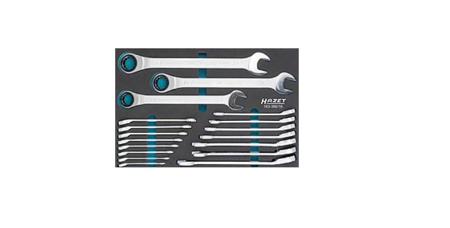 163-366-18 HAZET 18-Piece Wrench Set, 8 to 32 mm, Chrome Vanadium Steel