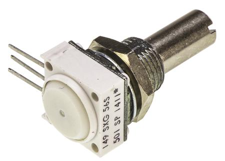 14910F0GJSX10501KA Vishay 149 Series Cermet Potentiometer with a 6.35 mm Dia. Shaft, 500Ω, ±10%, 1W, ±150ppm/°C