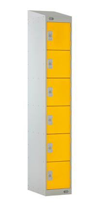 214-621 RS PRO 6 Door No Steel Light Grey, Yellow Locker, 1800 mm x 300 mm x 300mm