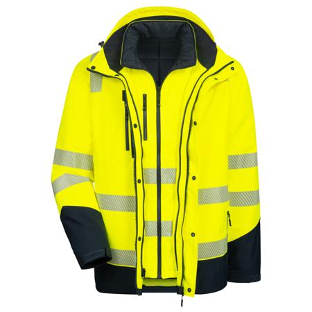 7179-4021-XS NITRAS SAFETY 7179 Fluorescent Yellow-Navy Blue Unisex Hi Vis Jacket, XS