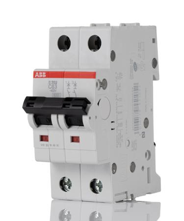 2CDS252001R0634--S202-C63 ABB System M Pro 63A MCB Mini Circuit Breaker, 2P Curve C, Breaking Capacity 6 kA