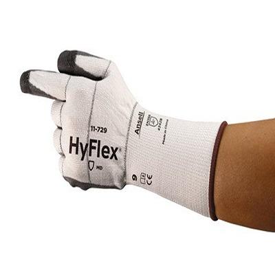 11729120 Ansell HyFlex 11-729 Black HPPE, Nylon, Spandex Cut Resistant Gloves, Size 12, Polyurethane Coating