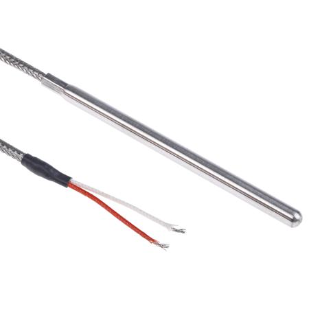 D03516 Correge PT100 RTD Sensor, 6mm Dia, 100mm Long, 2 Wire, Probe, Classe A +400°C Max