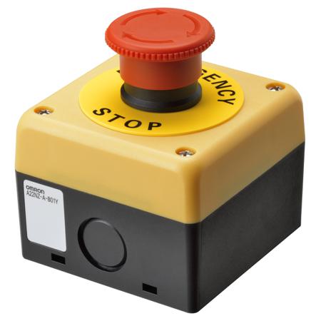 A22NE-M-P002-N-B Omron Push Button Control Station - 1NC, Red, Emergency Stop, IP65