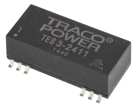 TES-3-2411 TRACOPOWER TES 3 3W Isolated DC-DC Converter Surface Mount, Vin 18 → 36 V dc, Vout 5V dc, I/O isolation 1.5kV dc