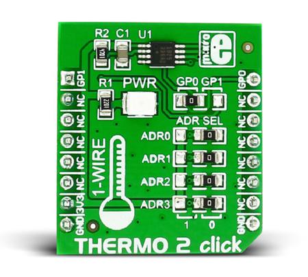 MIKROE-1840 MikroElektronika Thermo 2 Click Temperature Sensor MikroBus Click Board for DS1825