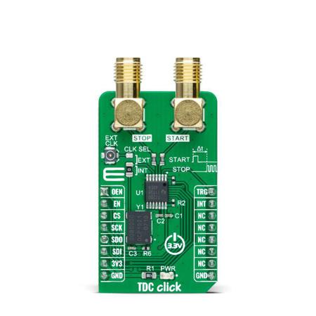 MIKROE-4770 MikroElektronika , TDC Click Clock or Data Translator Add On Board for Time to Digital Converter for