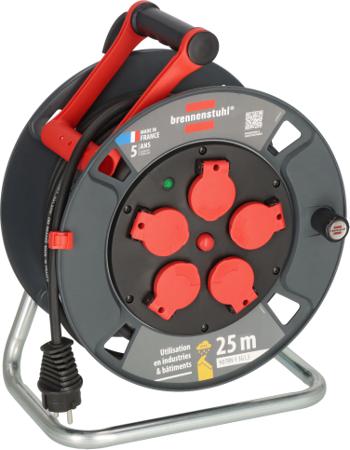 9231201100 brennenstuhl 25m 5 Socket Type E - French Cable Reel Open Reel, 230 V, IP44