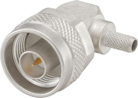 53S205-308N5 Rosenberger, Plug Cable Mount N Connector, 50Ω, Crimp, Solder Termination, Right Angle Body