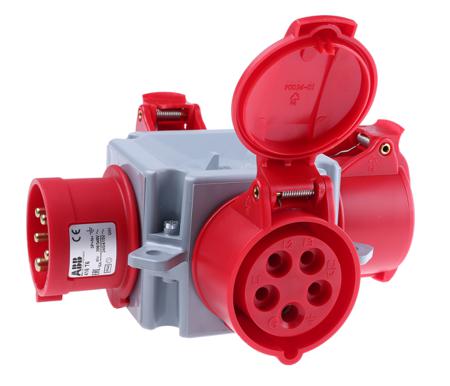 2CMA168124R1000--416T6 Amphenol Industrial, Easy & Safe IP44 Red 1 x 3P + N + E, 3 x 3P + N + E Industrial Power Connector Adapter Plug,