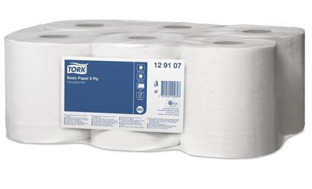 129107 Tork Centrefeed of 1 White Tork Basic Paper Paper Wipes for Various Applications