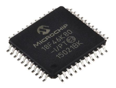PIC18F46K80-I-PT Microchip PIC18F46K80-I/PT, 8bit PIC Microcontroller, 64MHz, 64 kB Flash, 44-Pin TQFP