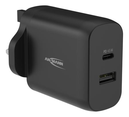 1001-0171-520 Ansmann 45W USB Adapter AC/DC Adapter 5 → 20V dc Output, 2.4 → 3A Output