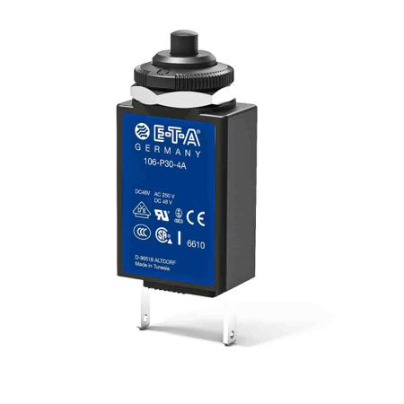 106-P30-000040-3A ETA Thermal Circuit Breaker - 106-P30  Single Pole 250V Voltage Rating Panel Mount, 3A Current Rating