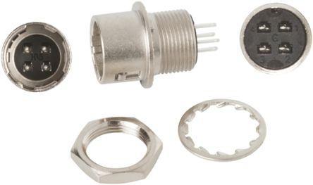 HR10G-7R-4PB-73- Hirose HR10 Series, 4 Pole Panel Mount Micro Connector Socket, with Male Contacts