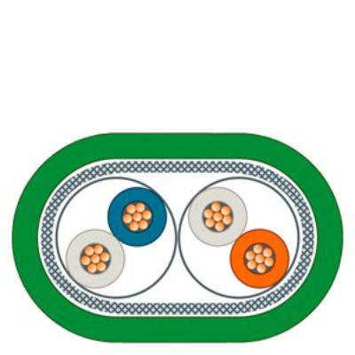 6XV18502JH60 Siemens, 6m Cat5, Green RJ45 to 9 Pin D-sub, Copper Braid, Plastic Laminated Aluminium Foil Shielded, Terminated