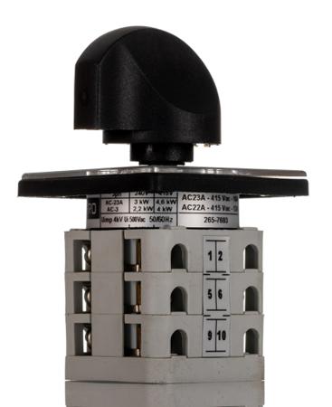 265-7693 3P 3 Position 60° Changeover Cam Switch, 500V ac, 12A, Knob Actuator