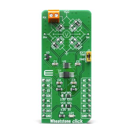 MIKROE-4124 MikroElektronika , WHEATSTONE CLICK Adapter Board for MAX4208 for MAX4208