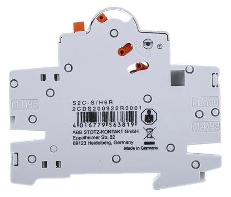2CDS200922R0001--S2C-S-H6R ABB Auxiliary Contact - 1NC + 1NO, 2 Contact, Side Mount, 1.5 A dc, 6 A ac