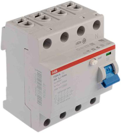 2CSF204101R1250 - F204A-25/0.03 ABB F200 RCCB, 25A, 4 Pole, 30mA, Type A