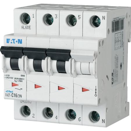241165-FAZT-C16-3N Eaton xEffect FAZ MCB, 3+N, 16A Curve C, 440V AC, 60V DC, 7.5 kA Breaking Capacity