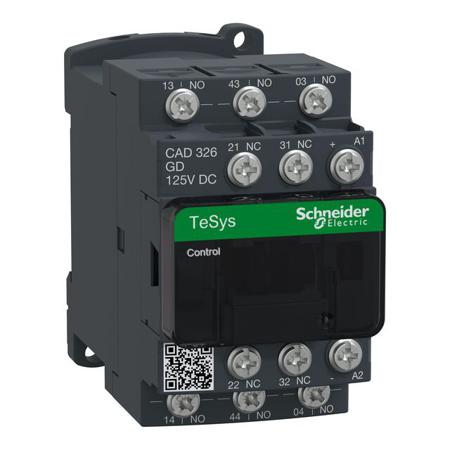 CAD326GD Schneider Electric Control Relay - 3 NO + 2 NC, 10 A Contact Rating, 5.4 W, 125 V, TeSys