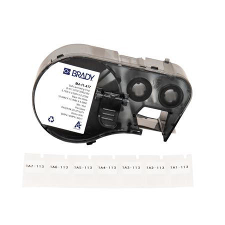 M4-11-417 Brady B-417 on Black on White, Transparent Label, 12.70 mm Width, 12.70mm Label Width