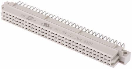 09732646801 HARTING 64 Way 2.54mm Pitch, Type R Class C2, 3 Row, Right Angle DIN 41612 Connector, Socket