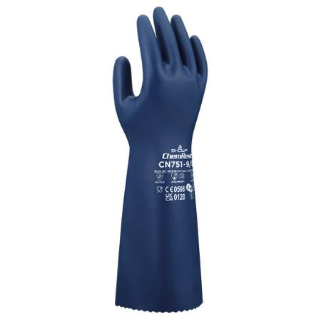 SHOCN7515 Showa CN751 Blue Cotton Chemical Resistant Work Gloves, Size XXL, Nitrile Coating