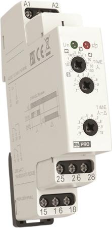 360-685 RS PRO DIN Rail Mount Timer Relay, 12 → 240V ac/dc, 2-Contact, 0.1 s → 100days, SPDT