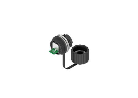 17-10039 CONEC 17 Series Single-Port RJ45 Potted Receptacle & Cover Kit, Cat5e, Shielded