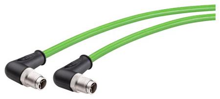 6XV18785GH10 Siemens, 1m Cat6a, Green M12 to Male M12, Aluminium Foil, Tinned Copper Braid Shielded, Terminated