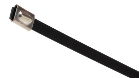111-00288-MBT5SFC-SP-SS316-BK HellermannTyton Black Cable Tie Polyester Coated Stainless Steel Roller Ball, 127mm x 4.6 mm