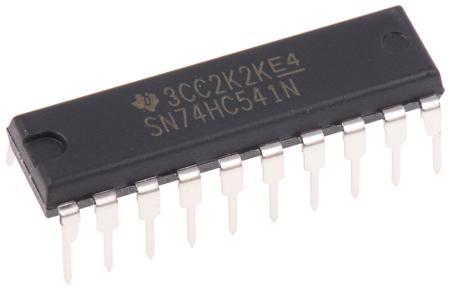 SN74HC541N Texas Instruments  Octal-Channel Buffer & Line Driver, 3-State, 20-Pin PDIP