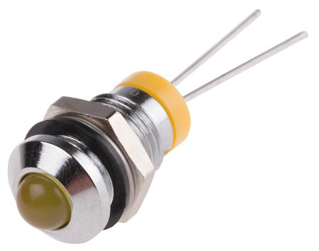 205-325 RS Pro Yellow LED Indicator, 2 V dc, 5 mm Lamp Size, 8mm Mounting Hole Size, IP67